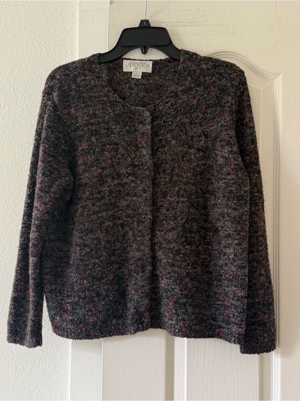 Vintage Casual Corner Annex Petite L Wool Blend Speckled Cardigan